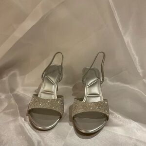 Silver Crystal Slingback Heeled Sandals